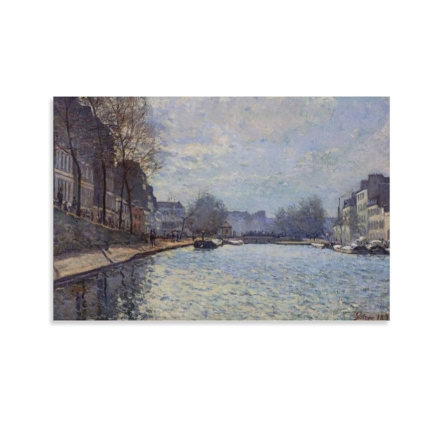 アルフレッド・シスレー、【サン＝マルタン運河の眺め】 1872年のパリのサン・マルタン運河 閘門の眺め。アルフレッド